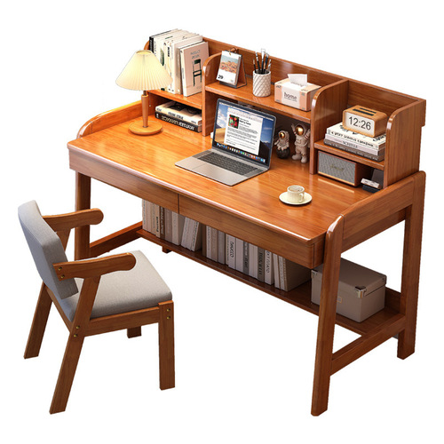 Small apartment desk bookshelf integrated bedroom bedside writing table simple home office desk solid wood children's study table