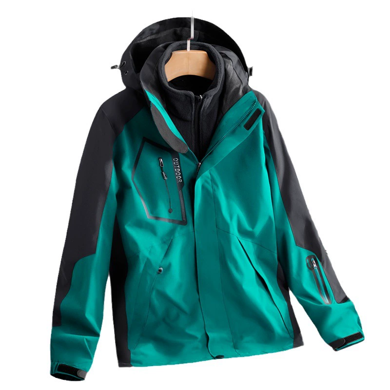 Winter removable jacket for men and women, travel windproof climbing trench coat, set, three in one