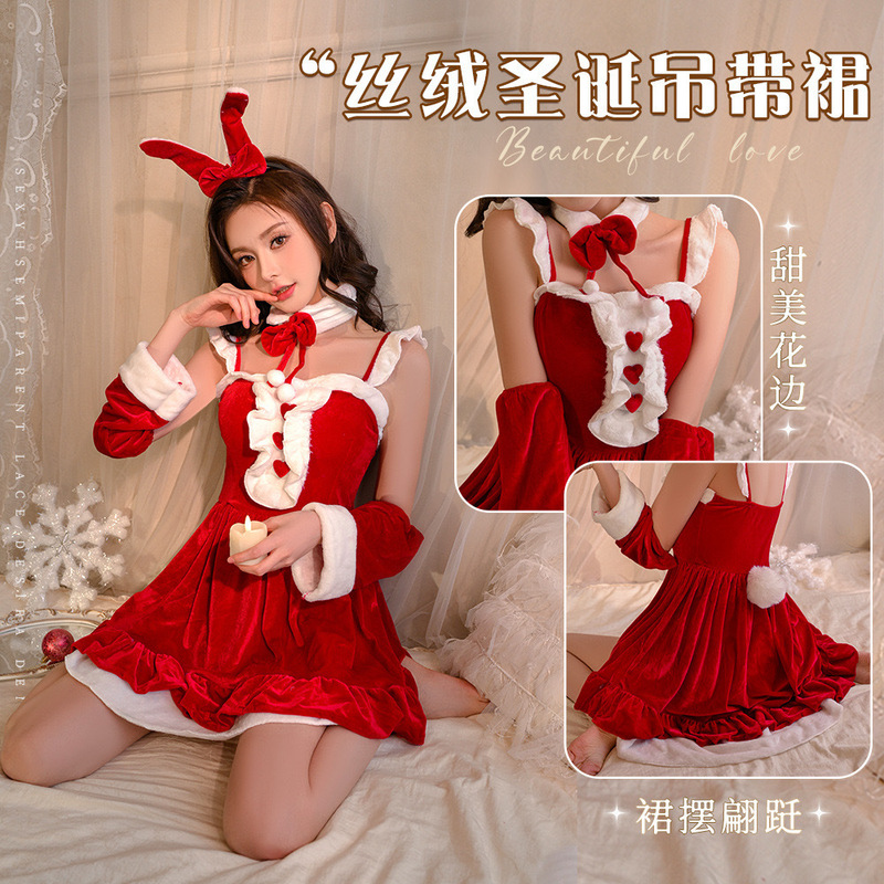 Lingerie Velvet Christmas Costume Women Wear Uniform Sling dress Lolita suit
