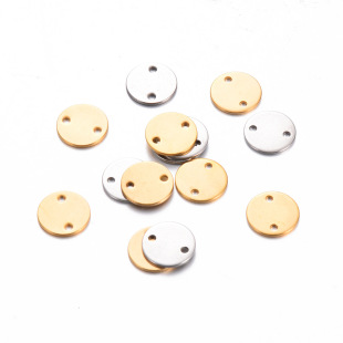 in stock Stainless Steel Double Inner Hole Round Two Hole Necklace Earring Connection Accessories DIY Pendant Pendant Material