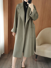2023秋冬韩版新款羊毛呢外套双面呢羊绒大衣女中长款加厚