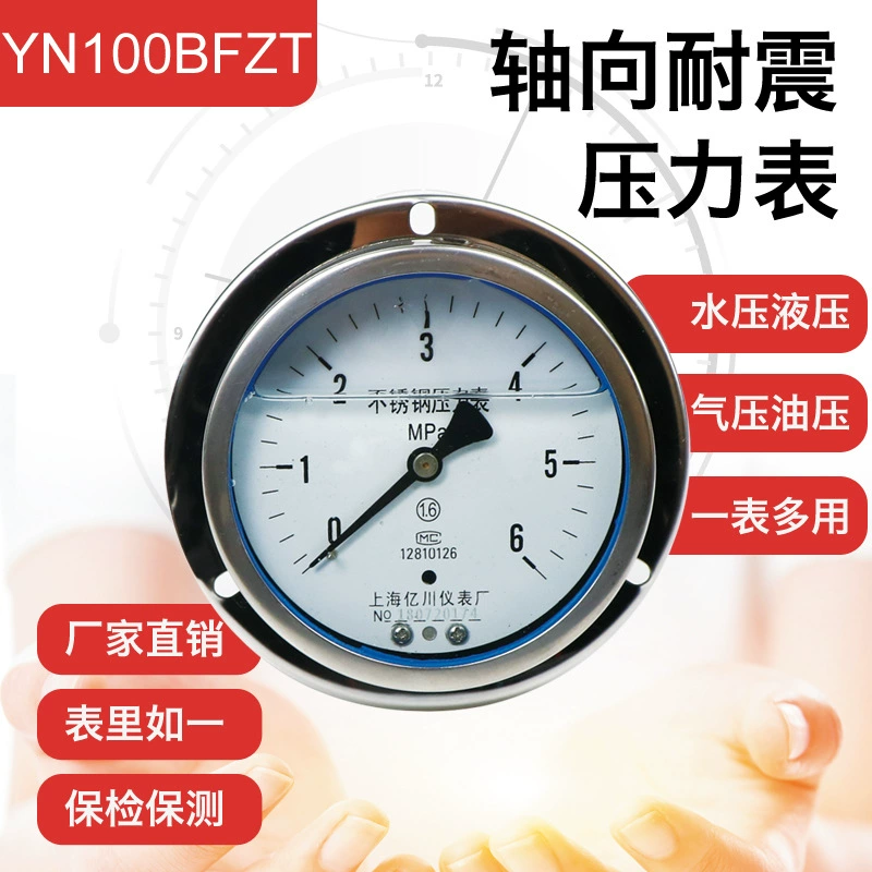 Yn100bfzt ударопрочный манометр из нержавеющей стали 1mpa вакуумный манометр отрицательного давления полная оболочка 304 антисейсмическая устойчивость к высоким температурам