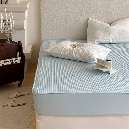 纯棉床笠单件夹棉加厚席梦思床垫保护罩防滑固定防尘床套纯色床罩