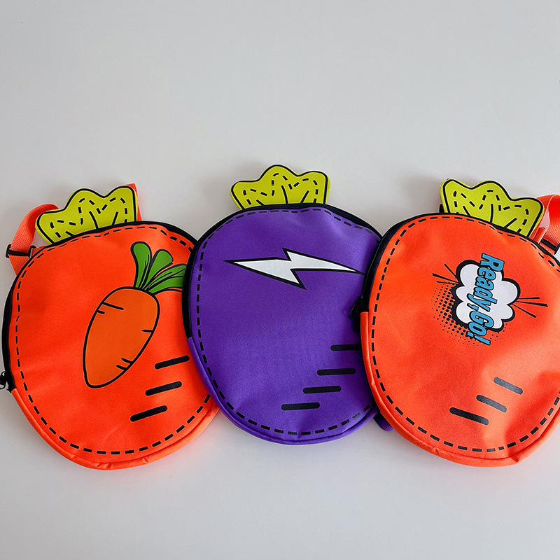 Bolsos para niños Mochila para niños y niñas con forma de zanahoria linda de dibujos animados Mochila de raqueta de tenis de bádminton portátil