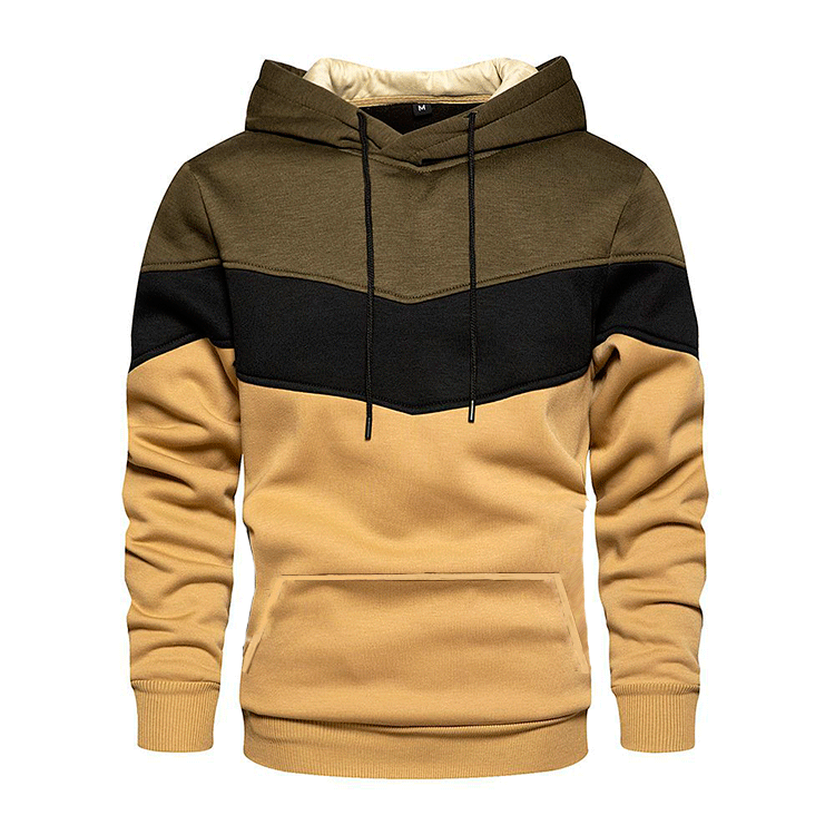 Men's Clothing Autumn and winter blue street casual sports sweatshirt loose side seam pocket block color youth hoodie_senzul.com