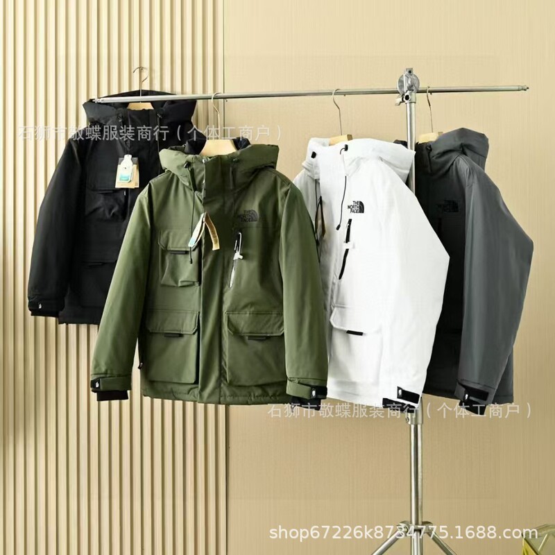 The North Face Shin Min Ah Same Style Three-Color Unisex Couple Workwear Multi-Pocket Warm Windproof Hooded down Jacket