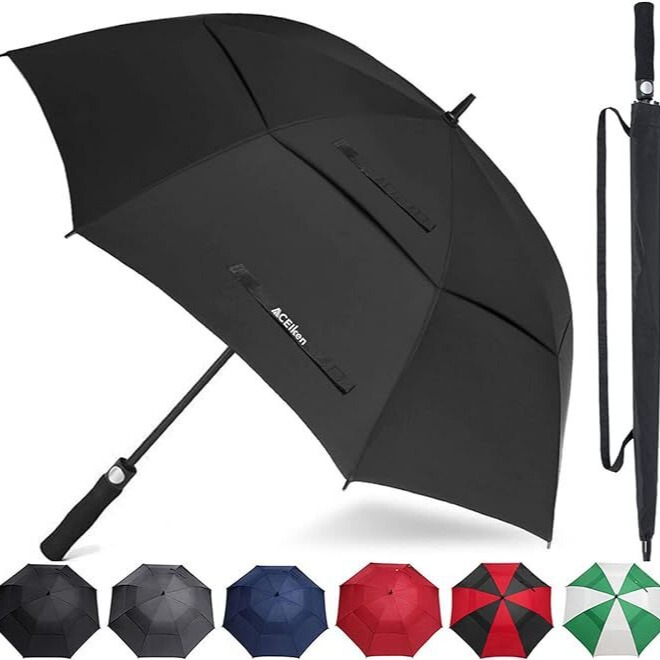 Automatic Open Golf Umbrella Oversized Double Canopy Ventilated Windproof Waterproof Business Umbrella Advertising Umbrella Business Gift Umbrella