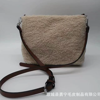 供跨境2025春季新款女包都市简约包包皮具皮草包羊羔毛女士斜挎包