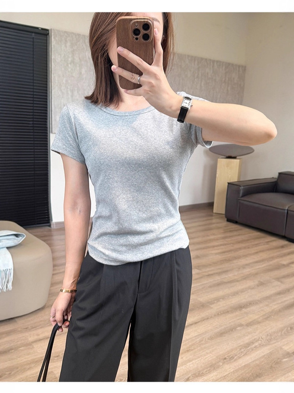 纯色套头素T打底衫女夏秋过渡刚需 舒适棉感基础圆领修身短袖T恤|undefined