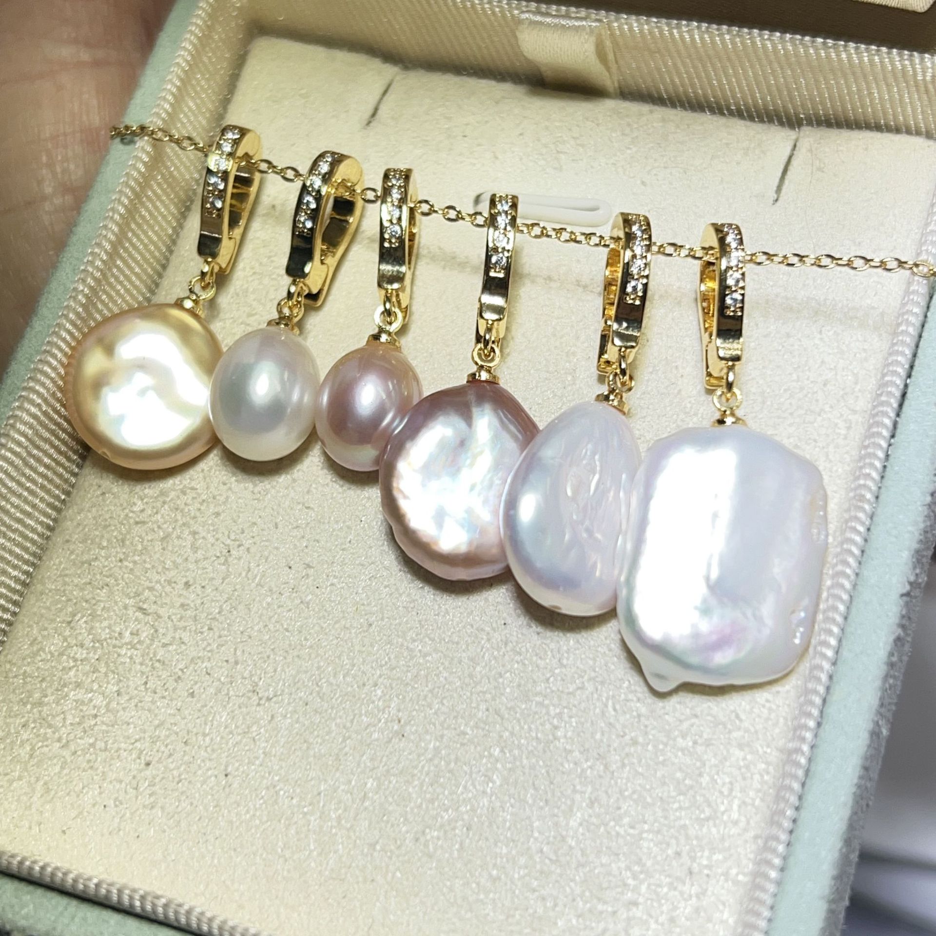 2025 New 18K Bag Gold Necklace Pendant Natural Baroque Freshwater Pearl Purple Universal Buckle Nipple Buckle
