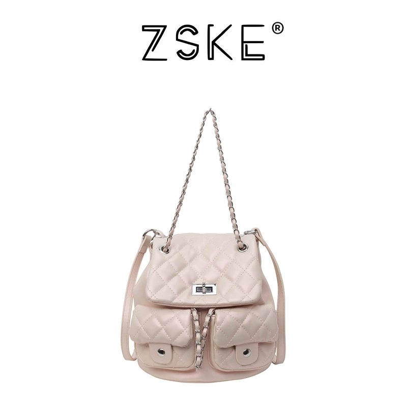 Backpack, capacious one-shoulder bag, summer bag strap, Chanel style, high-end