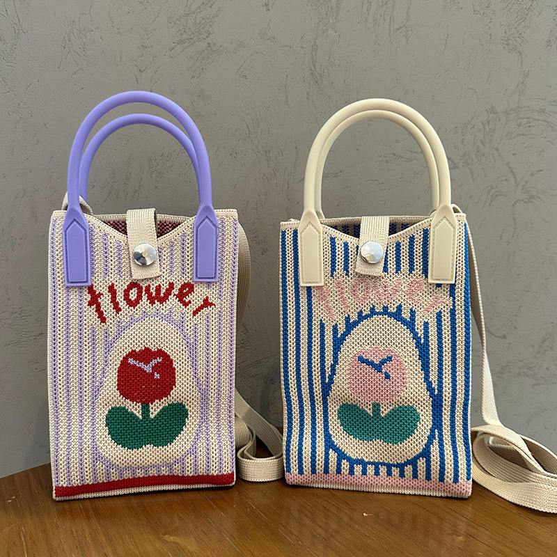 Chaleco de punto, bolso de mano, flor de golondrina de verano y otoño, chaleco conveniente, bolso de mano, bolso de muñeca, bolso de viaje de trabajo