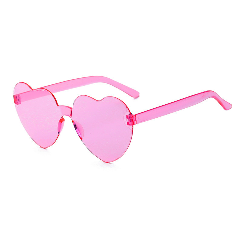 Corazón de melocotón gafas de sol amorosas gafas de sol sin marco gafas de estilo de fiesta gafas de sol de moda