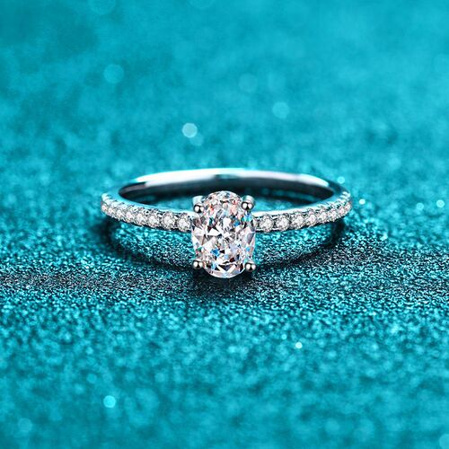 925 sterling silver female pigeon egg proposal diamond ring wholesale special shaped pigeon egg shaped moissanite ring with certificate black card