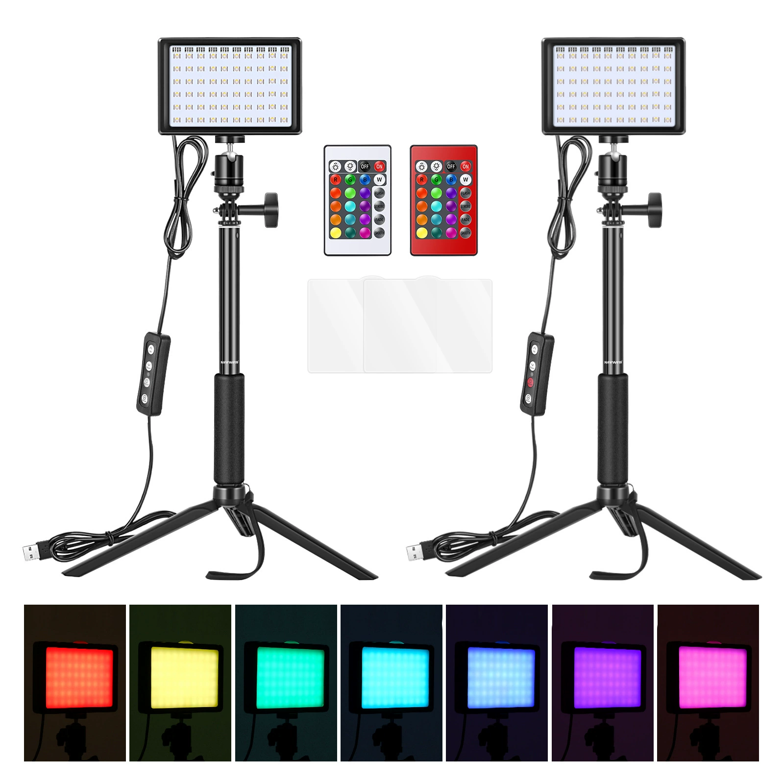 RGBW LED-подсветка 6 дюймов, портативный USB-студийный свет с пультом, штативом и разными блоками питания