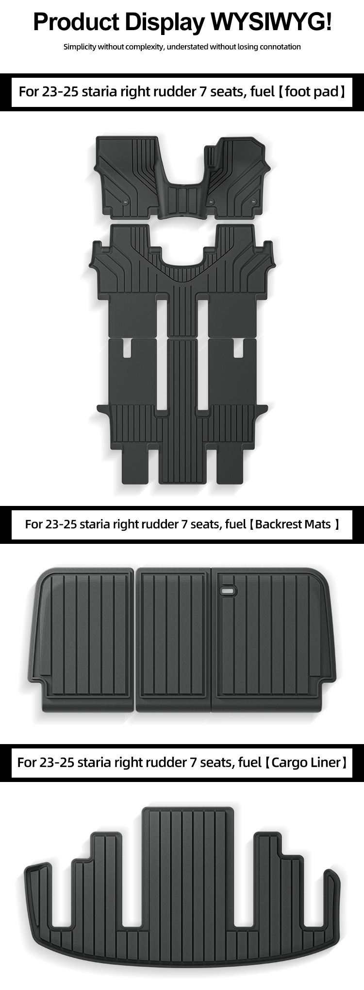 Suitable for 23-25 Huiyi Staria Car Floor Mats Tpe Floor Mats Trunk Mats Seat Back Mats Cross-Border
