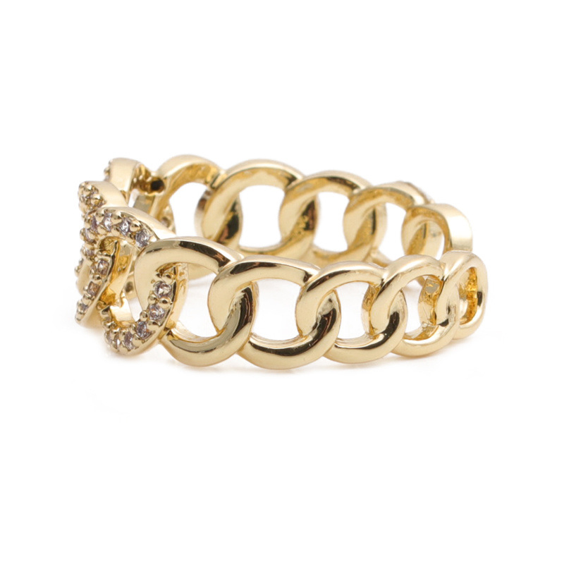 Mode Twisted Chain Button Open Ring display picture 10