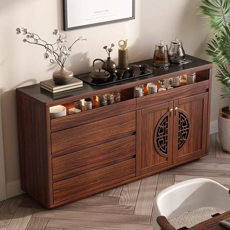 新中式实木餐边柜茶吧机一体智能客厅家用茶水柜靠墙置物柜2025款