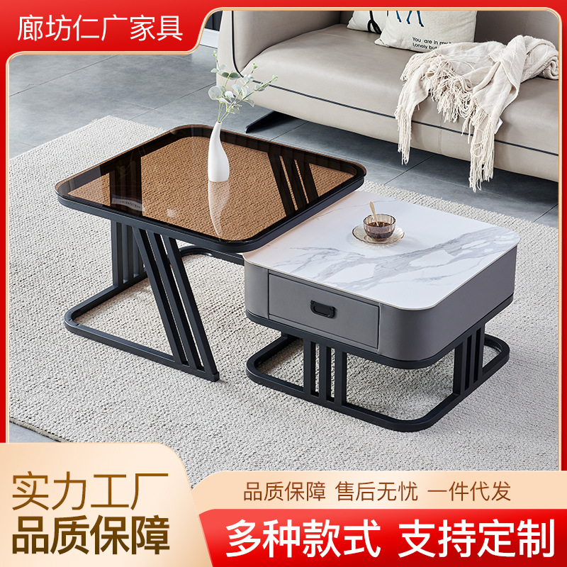 Mesa de té de vidrio rojo red tipo pequeño hogar simple gabinete de televisión de moda de lujo ligero gabinete de televisión combinación de mesa de té