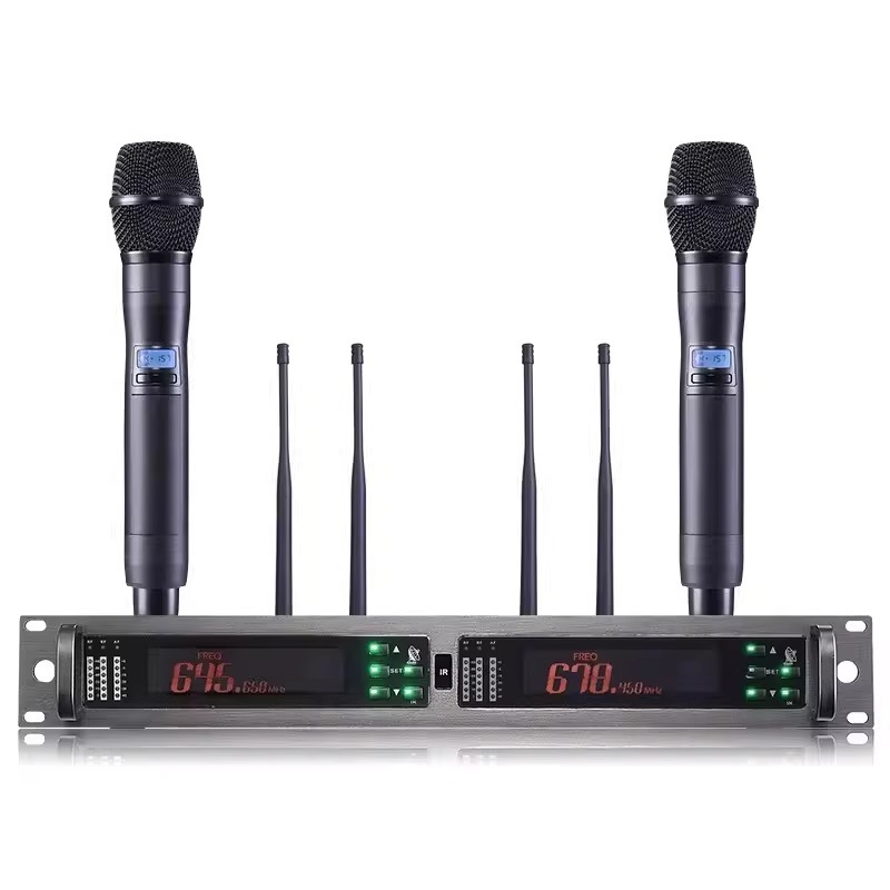 Micrófono inalámbrico OK - 12 para el hogar karaoke metal U segmento FM uno arrastrar dos micrófono de conferencia anti-aullante