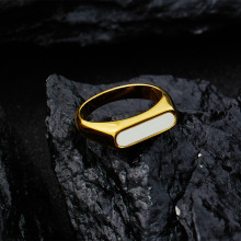 跨境热销轻奢小众时尚戒指方形长方椭圆D字形小椭圆母贝戒指批发