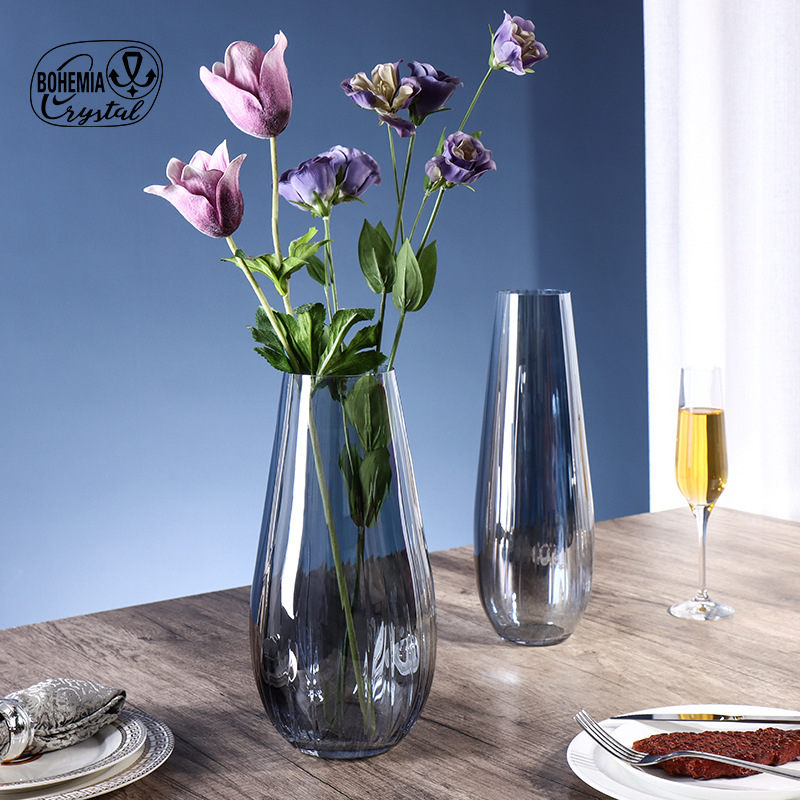 Lex sin plomo cristal vasos grandes estilo europeo simple viento transparente alta permeabilidad sala de estar hidropónica decoración de flores secas