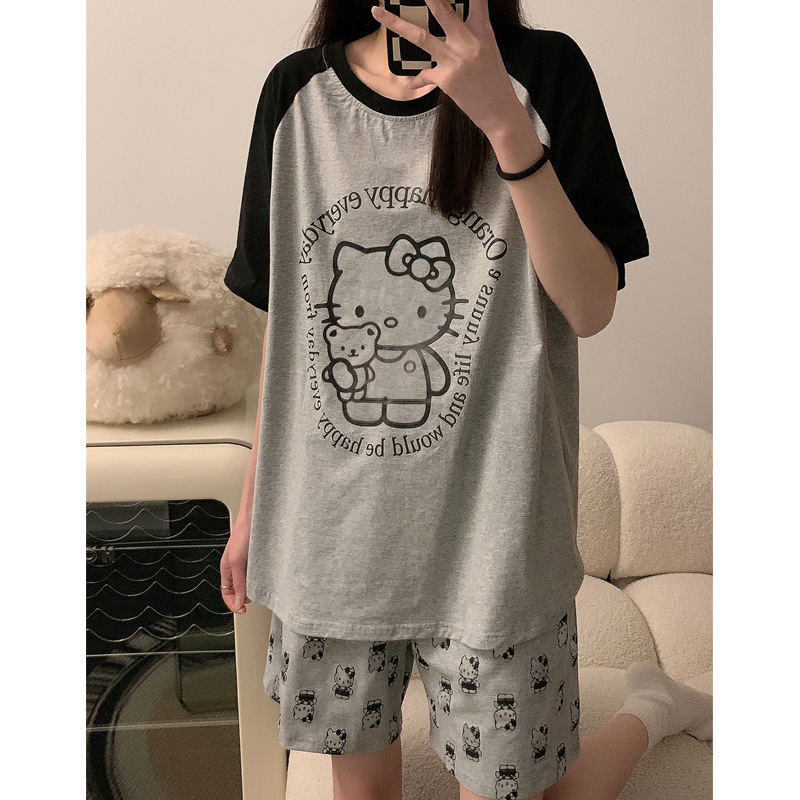 고양이 포옹 곰 [반팔반바지]