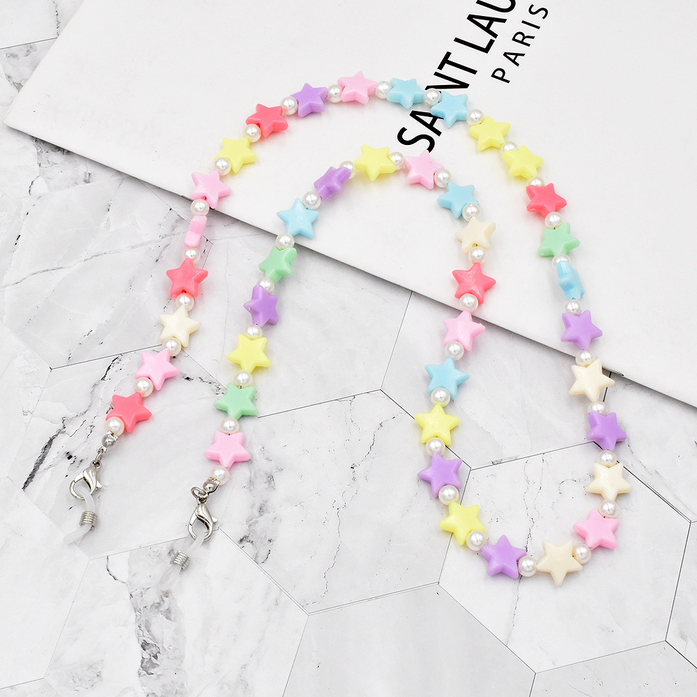 Pearl Candy Color Butterfly Star Heart-shape Lanyard Glasses Chain display picture 4