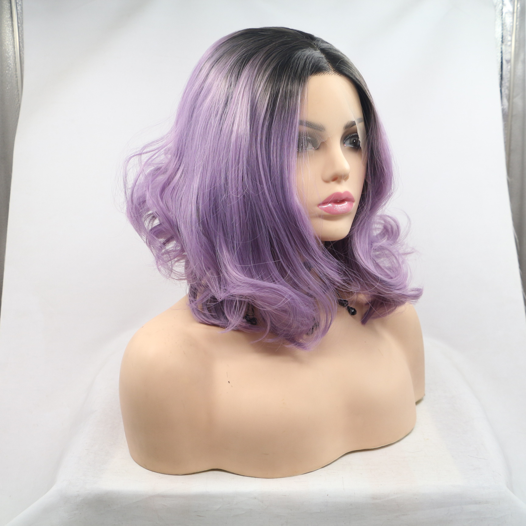 NEW LOOK pelucas de fibra química frente encaje pelo corto bobo encaje europeo y americano cubierta de cabello gradiente volumen encontrado en stock