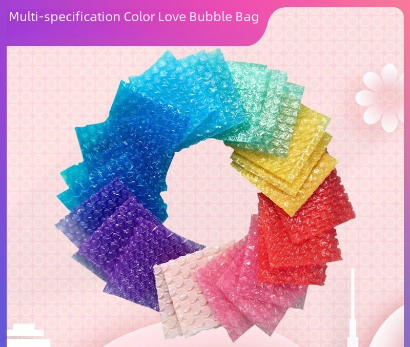 Colorful Heart Bubble Bag Wholesale Shockproof Bubble Bag Gift Packaging Courier Packing Heart Shape Foam Bag Shockproof Film