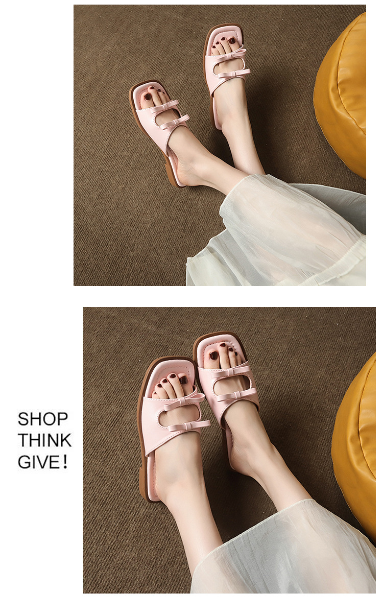 Women's Casual Commute Solid Color Bowknot Square Toe Slides Slippers display picture 11