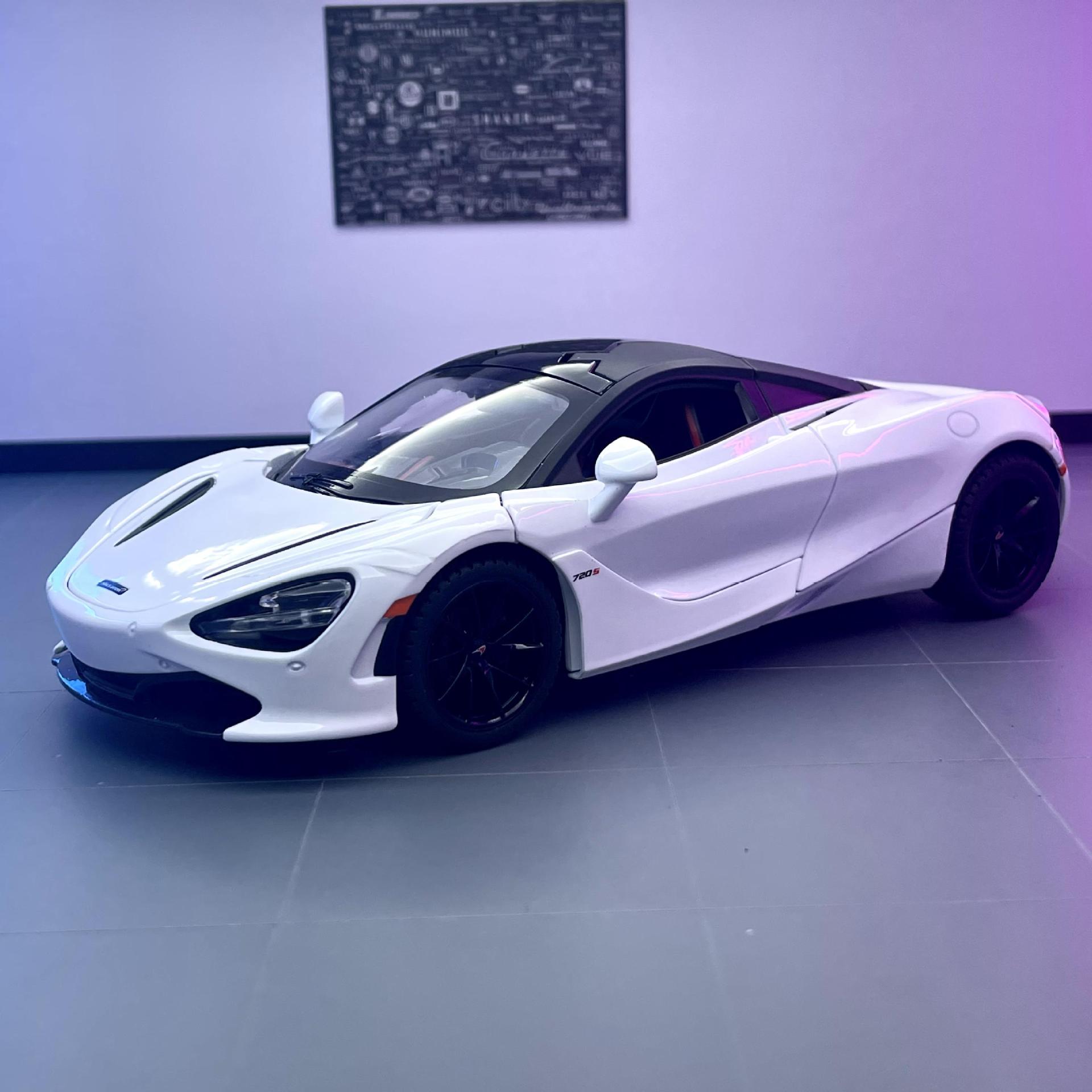 Weili aleación modelo de coche 1:24 McLaren 720s coche deportivo sonido tire de la luz de juguete con música modelo adornos