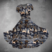 外贸夏季新款短款印花连衣裙欧美女装V领大码女装连衣裙大摆A字裙