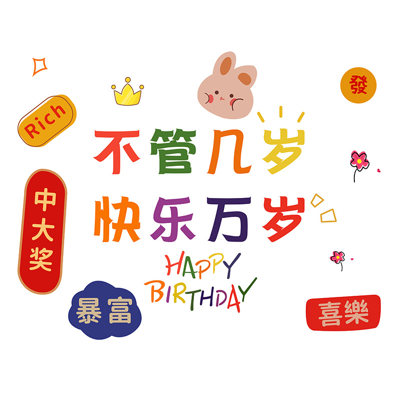 儿童百日宴周岁生日派对装饰场景布置家庭背景墙生日祝福海报挂布