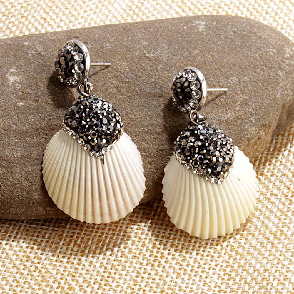 retro natural shell diamond earrings wholesalepicture5