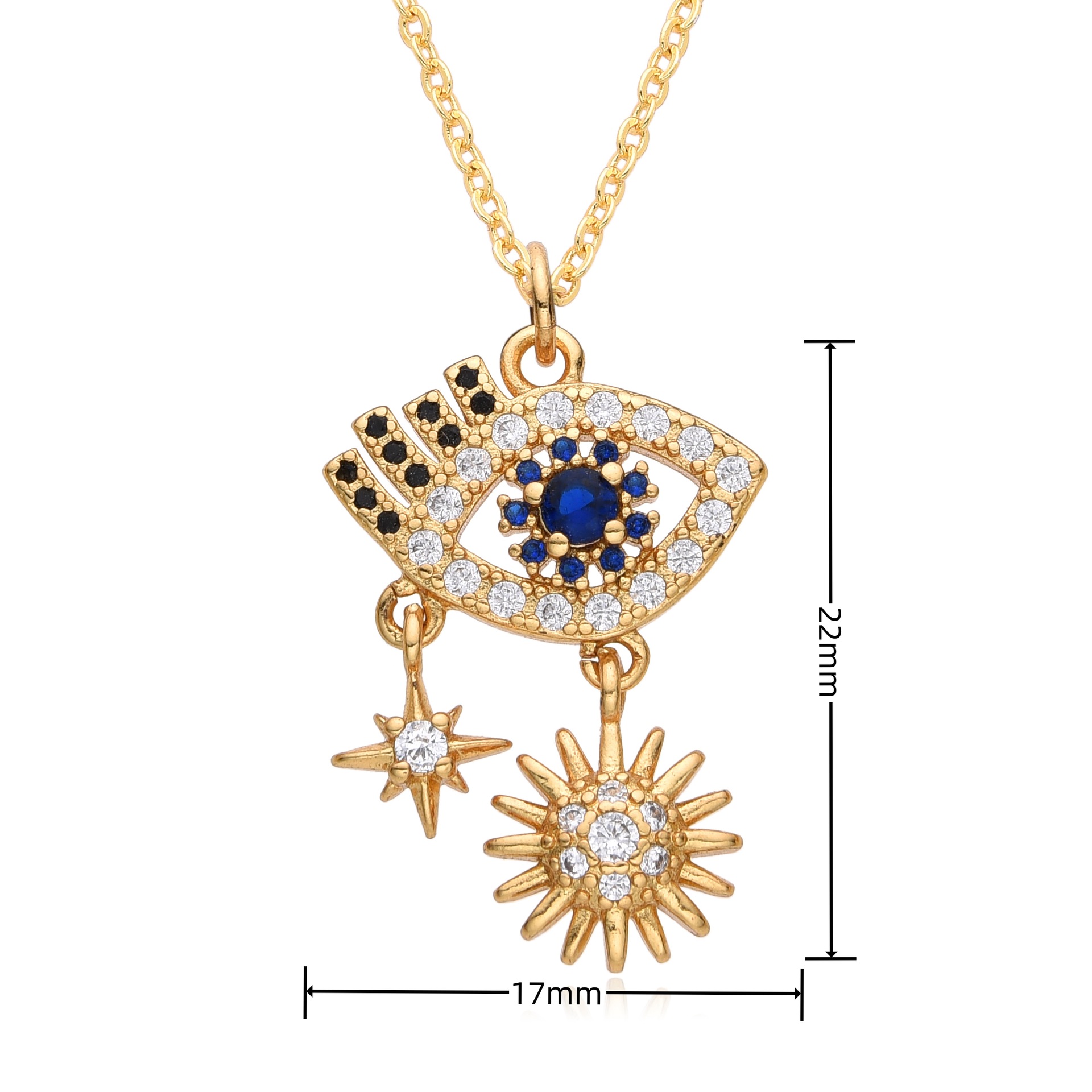 14g Weight Copper Pendant Material Zircon Inlay Material Pendant Necklace Classification Copper Chain Material cable chain Chain Type 1 Piece Quantity Holiday, Daily Occasion Copper Material Eye Pattern Women's Gender Inlay Design Shiny, IG Style Style Copper Inlay Eye Zircon Pendant Necklace 10