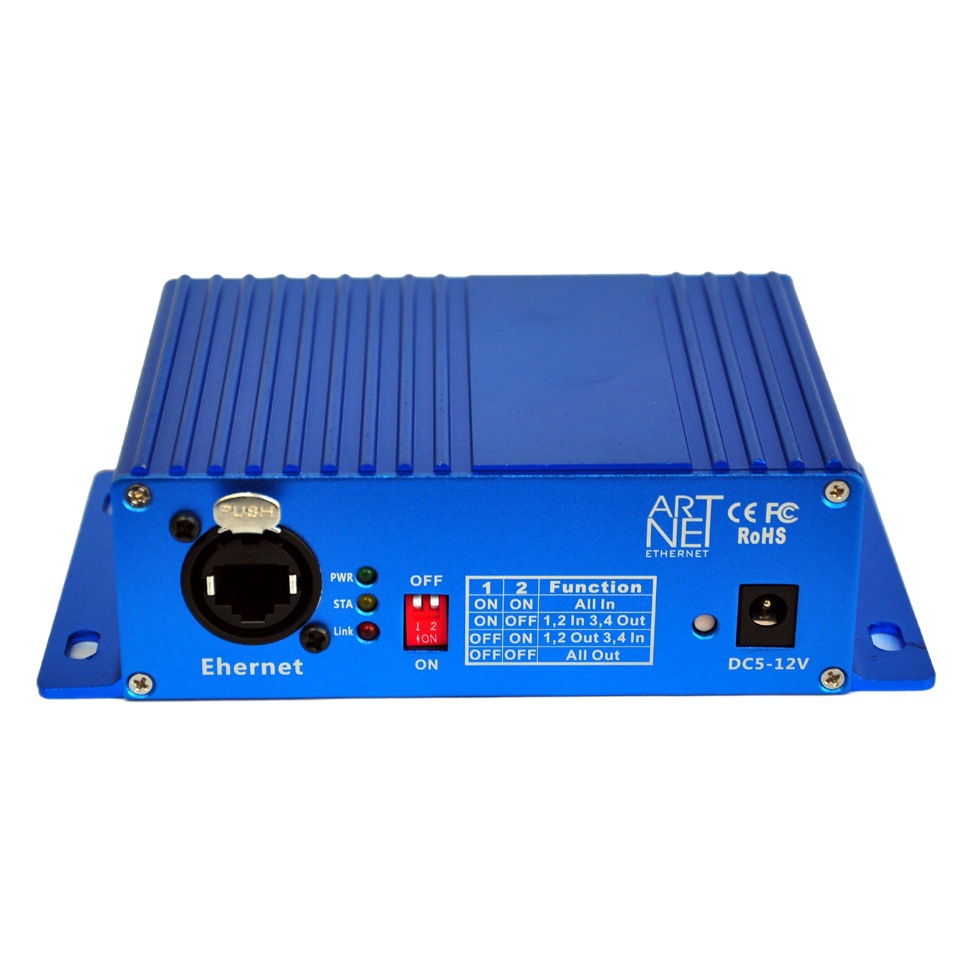 Controlador de transmisión de señal de red bidireccional DMX512 de 4 puertos para iluminación de escenario ARTNET de 3 núcleos, salida de 4 vías TP-D1