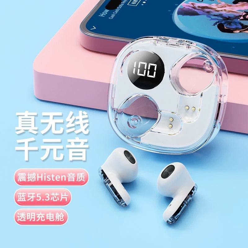 TWS MAX20 Прозрачная Bluetooth-гарнитура 5.3 с цифровым дисплеем, ENC шумоподавление, HiFi стерео