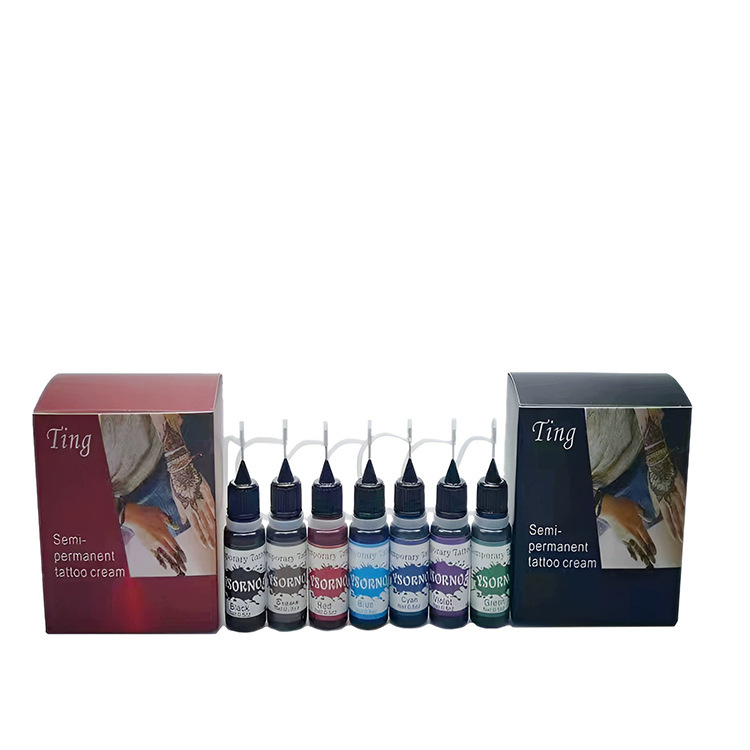 Juice Tattoo Henna Tattoo Cream Tattoo Lotion Waterproof Realistic Tattoo Sticker Box Waterproof Long-Lasting Semi-Permanent