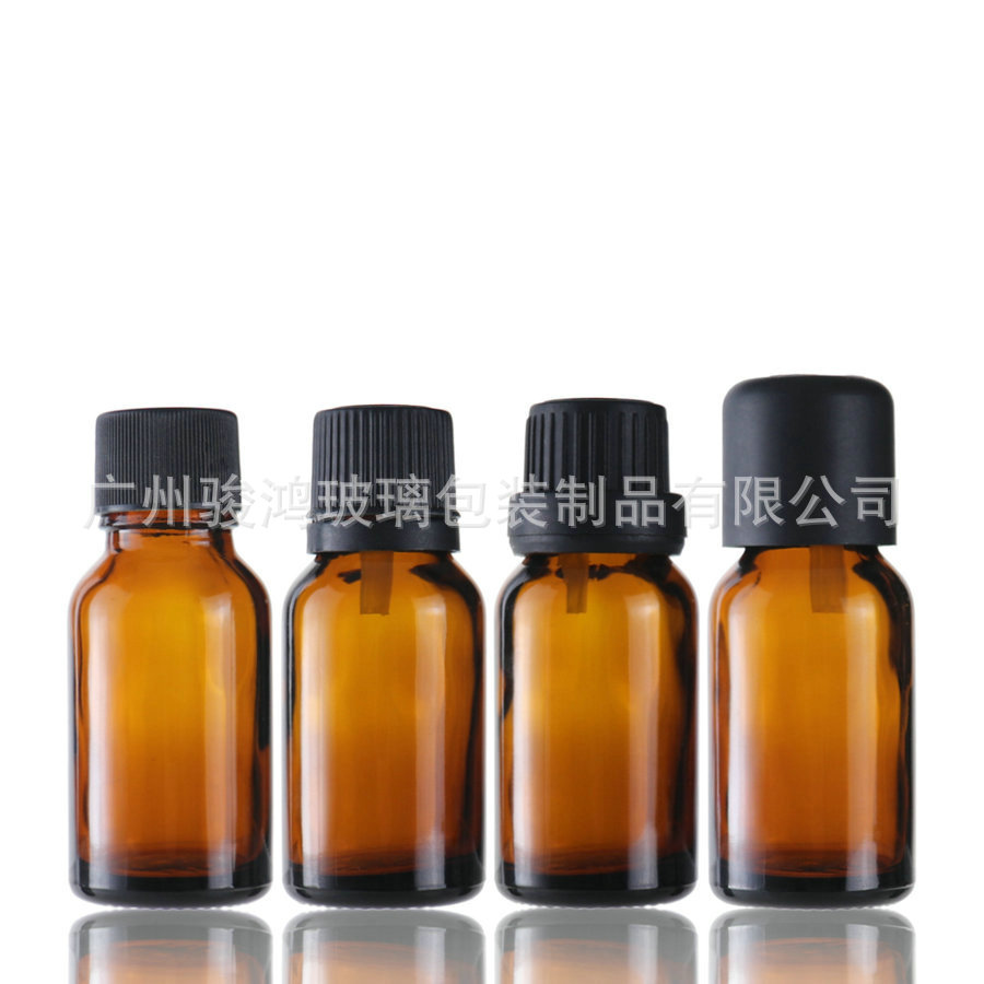 现货供应全自动机制精油瓶，15毫升棕色玻璃瓶日化瓶，滴管分装瓶