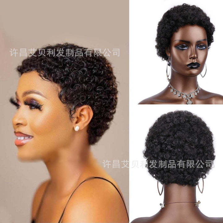 小卷短发真人发头套Pixie Cut Human Hair Wig厂家直销一件代发