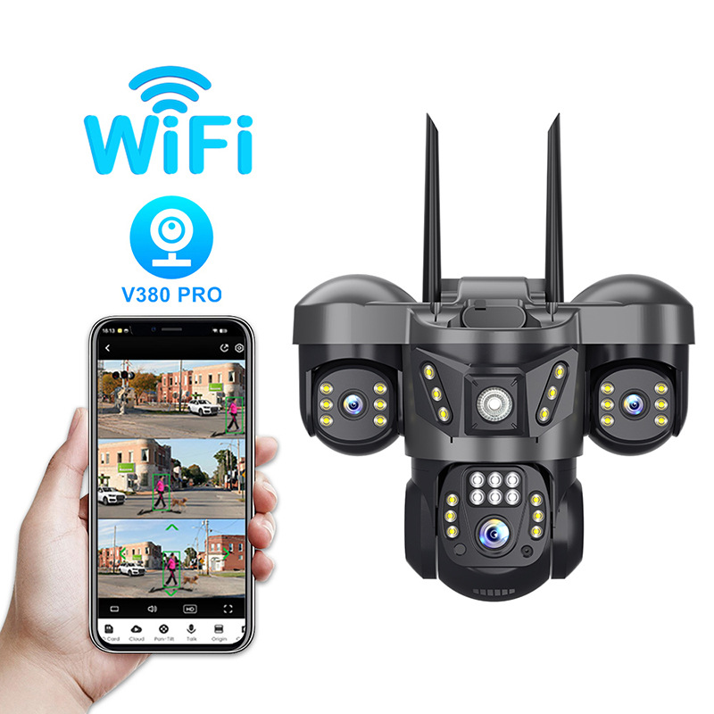 Cámara PTZ WiFi V380 para exteriores con tres lentes y 4G, Tres Ojos image 7