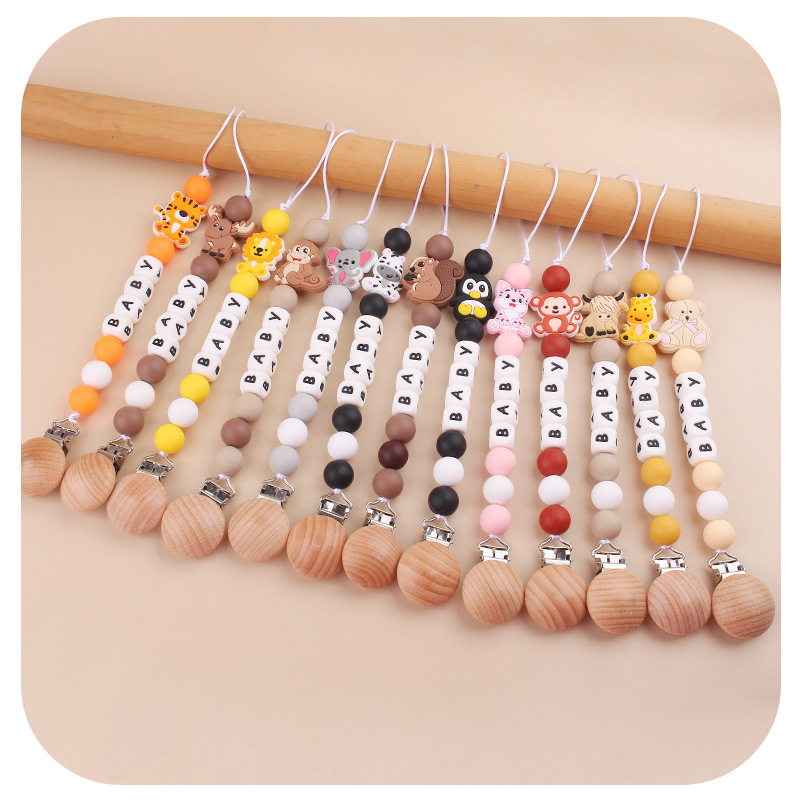 Nuevo bebé pacifier clips creativo dibujos animados animales DIY bebé silicona pacifier cadena cadena anti-caída cadena