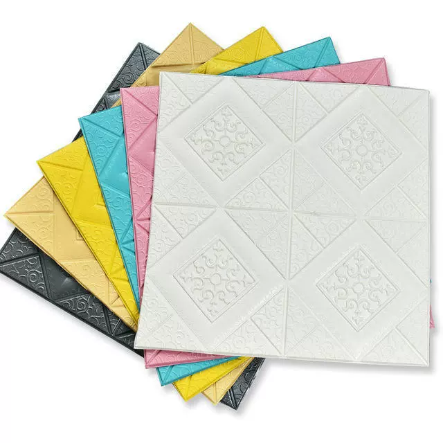 跨境 3d立体墙贴欧式 35x35小尺寸壁纸XPE防水泡沫砖墙纸自粘批发