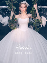 odelia《纯真年代》抹胸简约主婚纱礼服20212新款新娘齐地出门纱