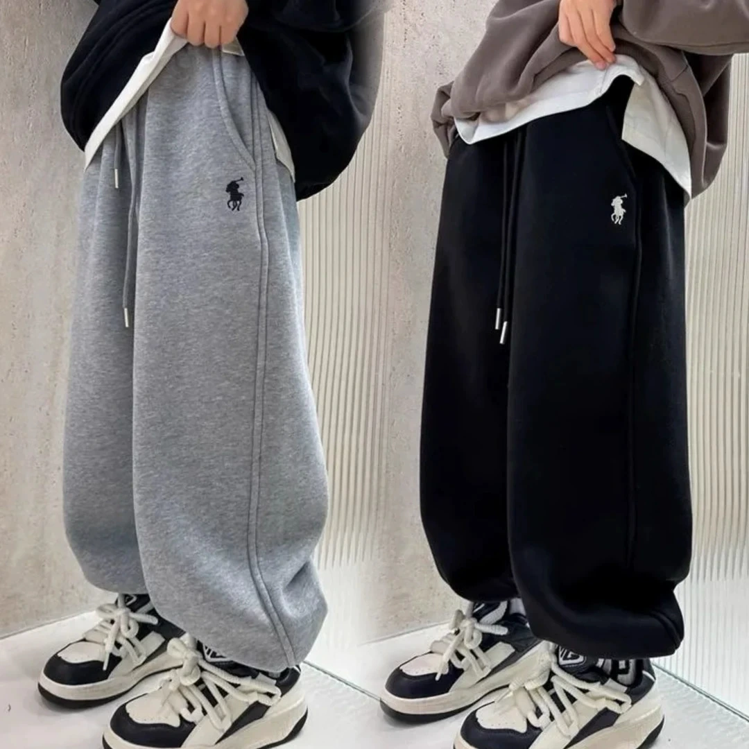 【韩版一体绒】儿童2025款加绒裤子男童运动裤秋冬装中大童休闲裤