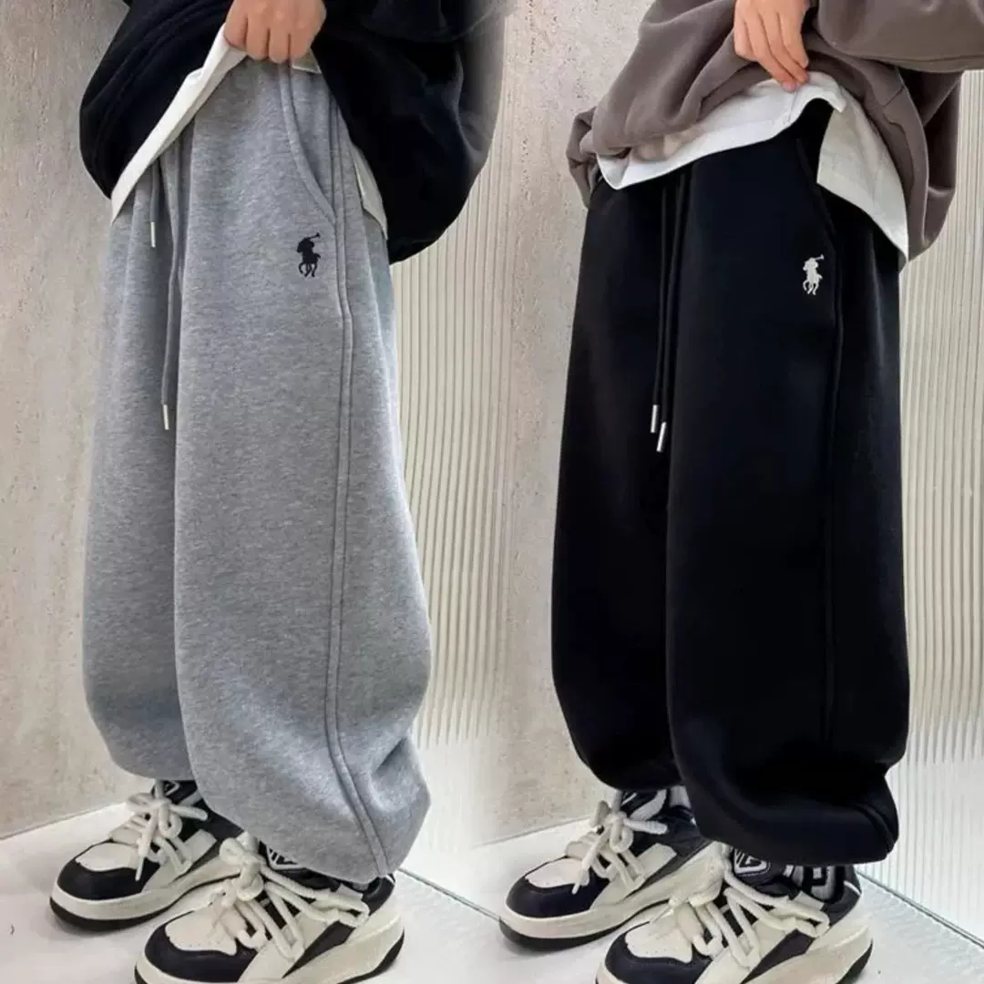 【韩版一体绒】儿童2025款加绒裤子男童运动裤秋冬装中大童休闲裤