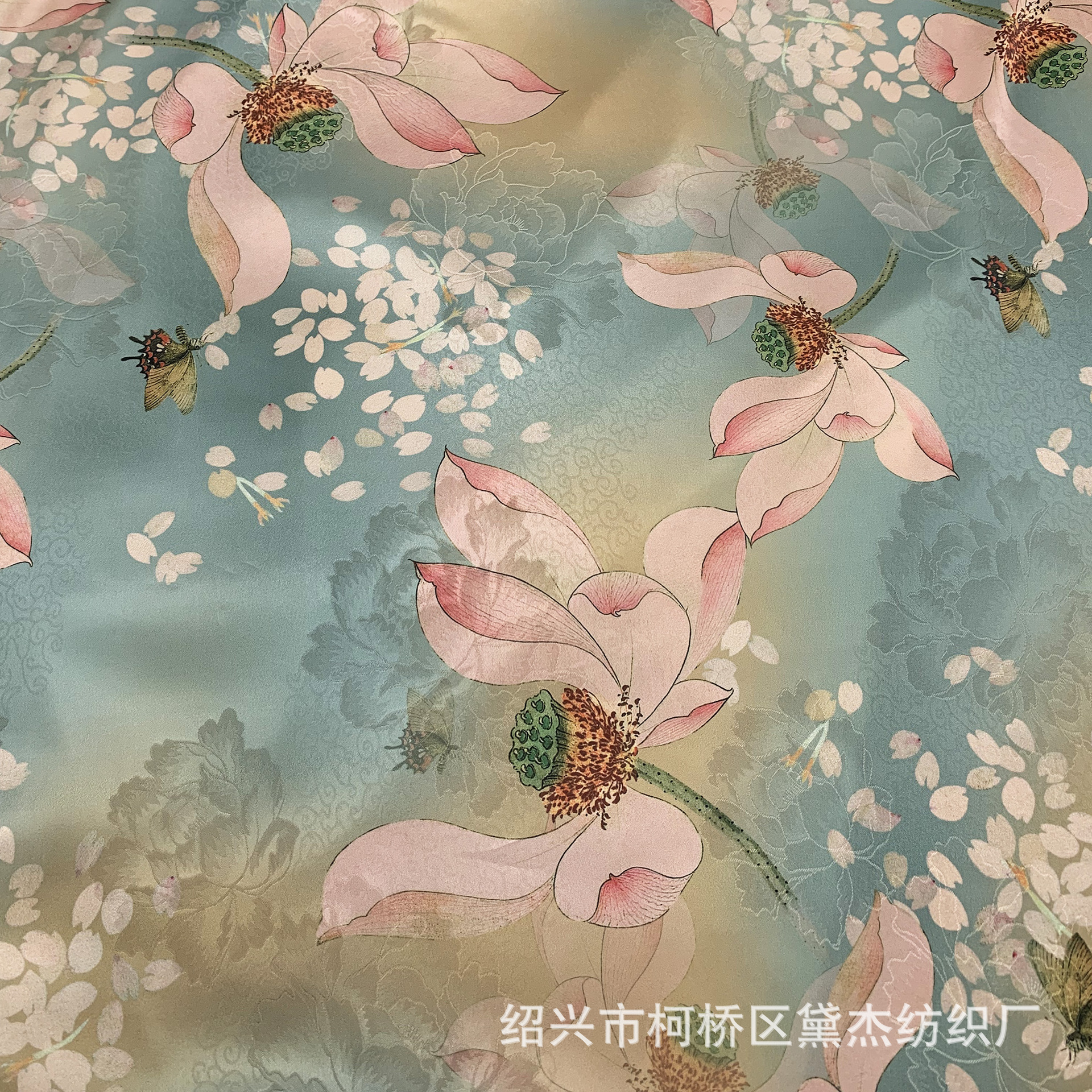 Peonía jacquard satin pequeño Tang tela impresa nueva ropa infantil china vestido de té tela colgante