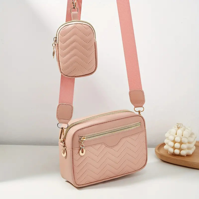 Bolso de hombro de mujer 2025, nuevo bordado ondas frente tirado bolso de cámara, bolso de teléfono móvil casual bolso de cambio comercio exterior