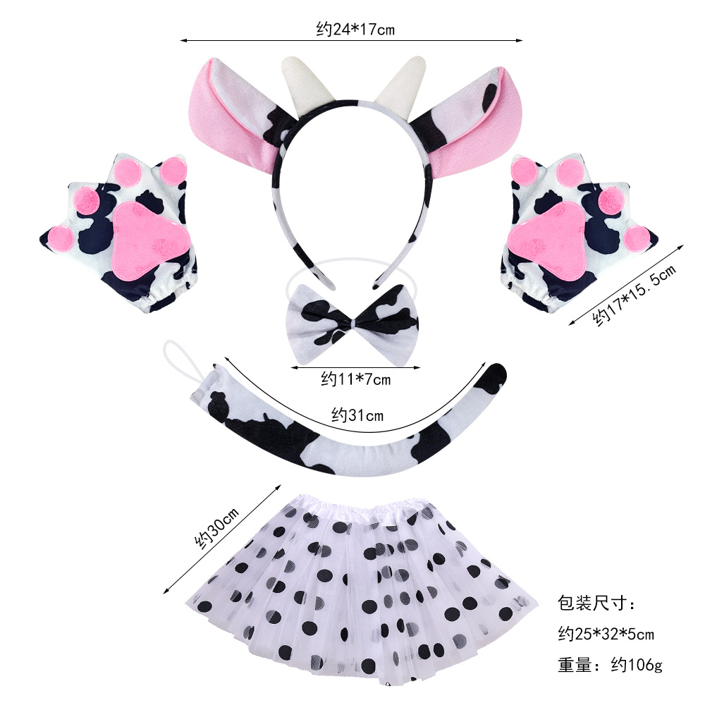 Diadema de Vaca Adorable para Niños, Accesorio de Disfraz de Animal, Diadema de Vaca para Fotos